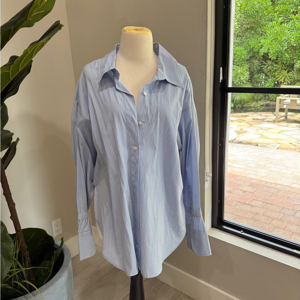 A.L.C. Light Blue Striped Button Down Shirt